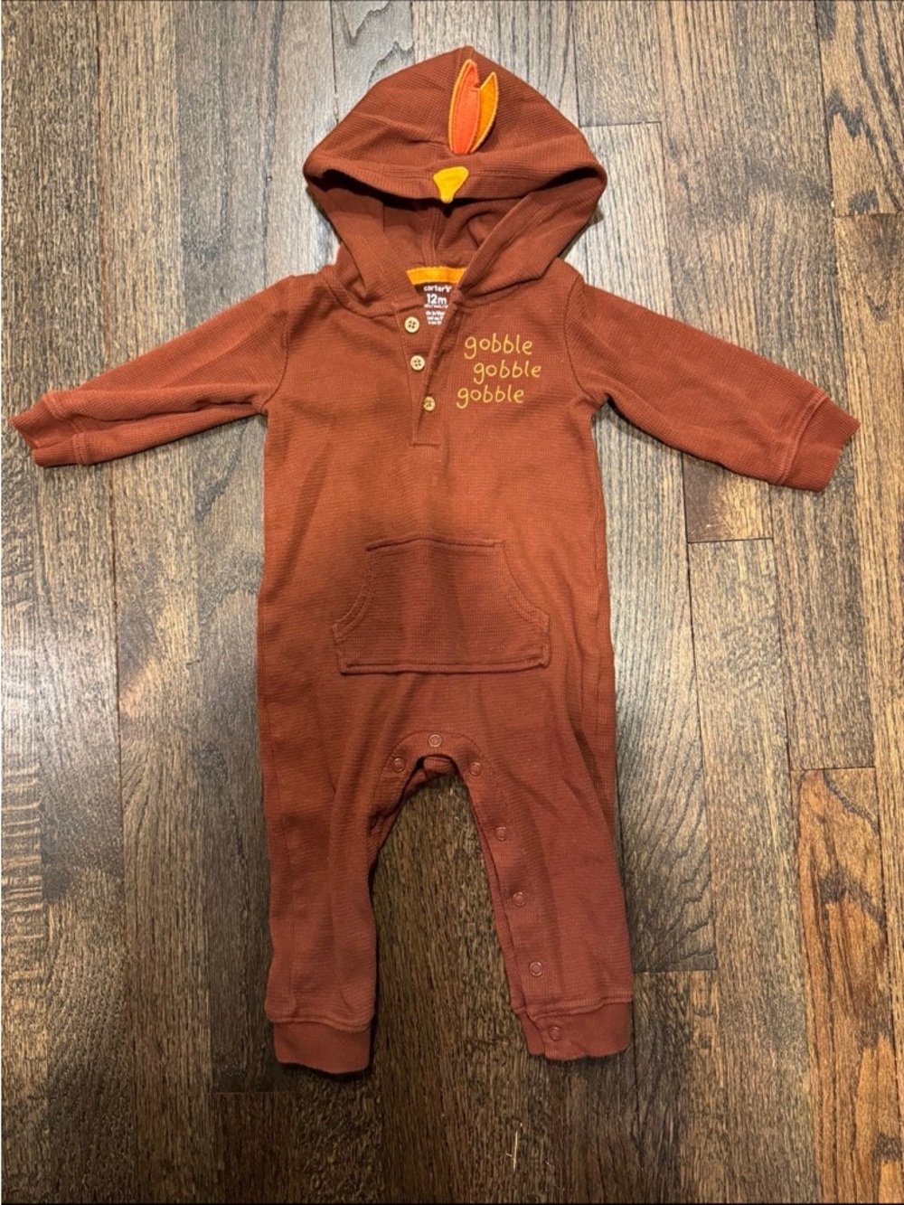 Baby Turkey romper with hood size 12 months